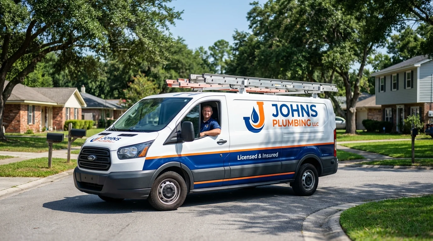 Johns Plumbing LLC service van in Lakehurst, NJ