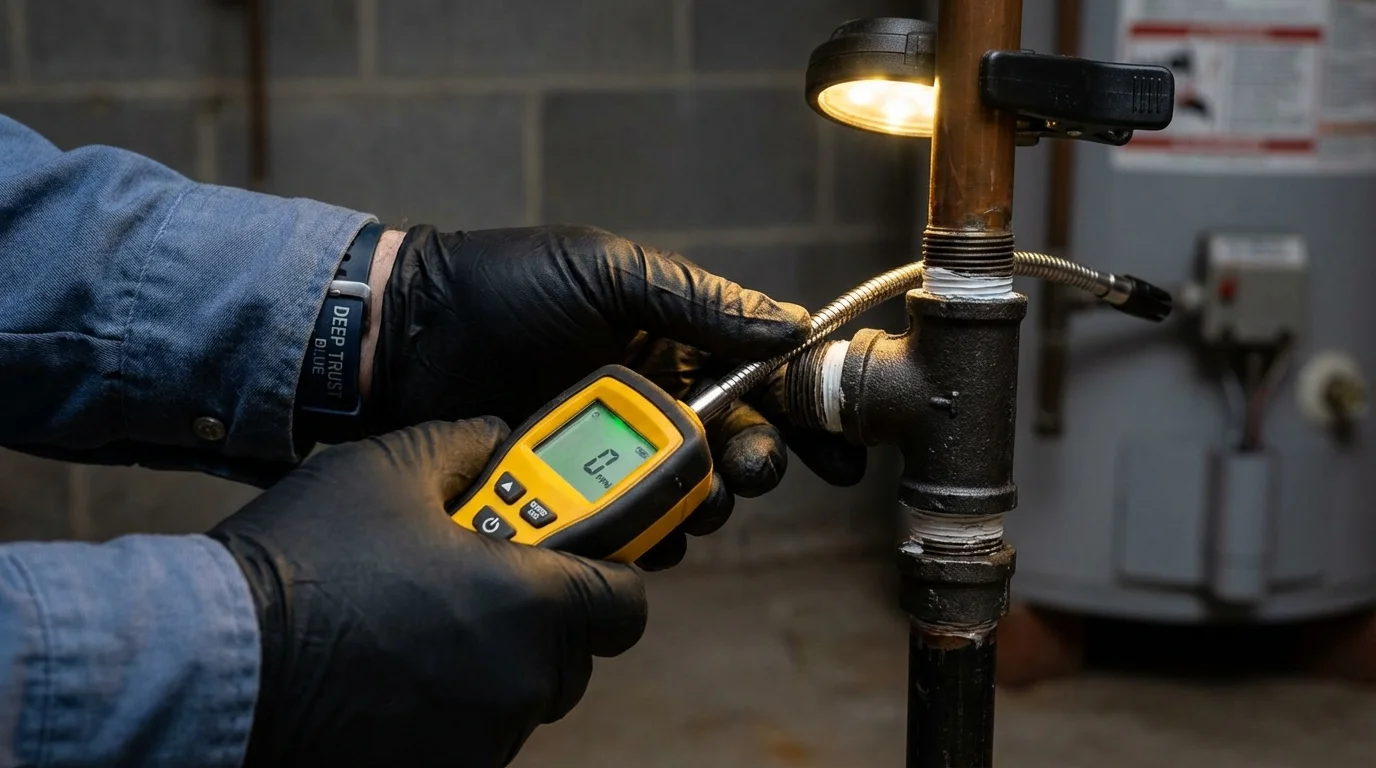 Gas leak detection with electronic sniffer by Johns Plumbing LLC in Lakehurst